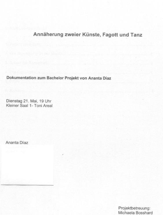 Annäherung zweier Künste, Fagott und Tanz