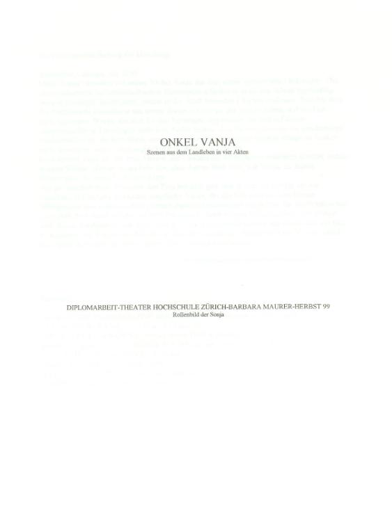 Onkel Vanja - Szenen aus dem Landleben in vier Akten