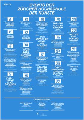 Veranstaltungen der Zürcher Hochschule der Künste, Januar 2014