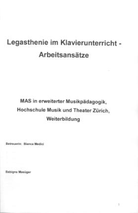 Legasthenie im Klavierunterricht - Arbeitsansätze