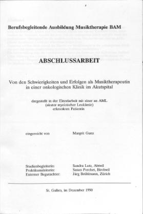 Von den Schwierigkeiten und Erfolgen als Musiktherapeutin in einer onkologischen Klinik im Akutspital