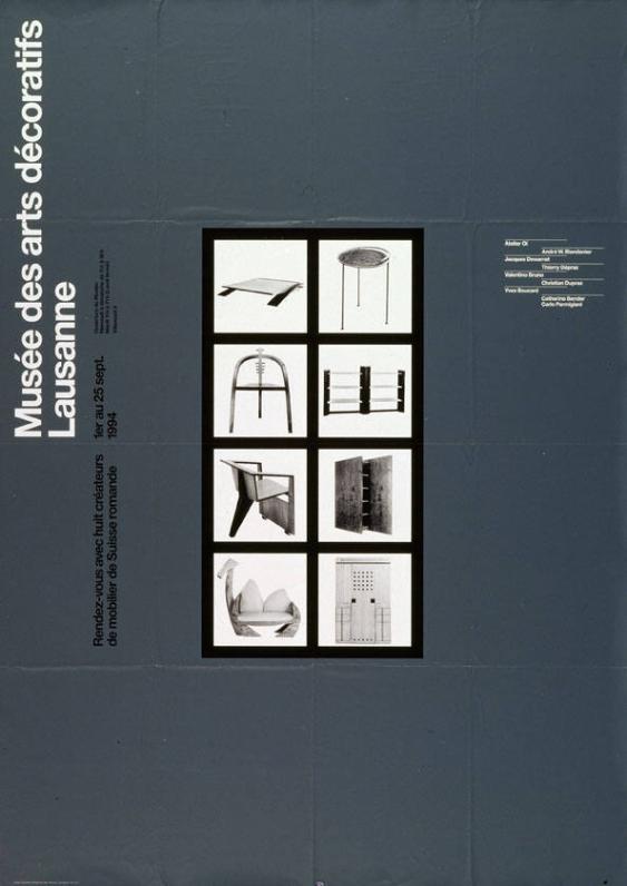 Musée des arts décoratifs, Lausanne - Rendez-vous avec huit créateurs de mobilier de Suisse romande - 1.-25.9.1994 -