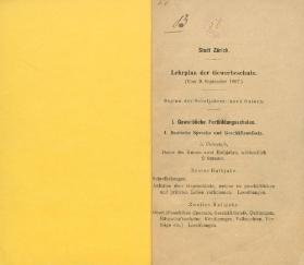 Stadt Zürich, Lehrplan der Gewerbeschule 1897