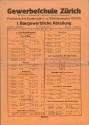 Gewerbeschule Zürich, Stundenplan I. Baugewerbliche Abteilung WS 1915-1916 (prov.)