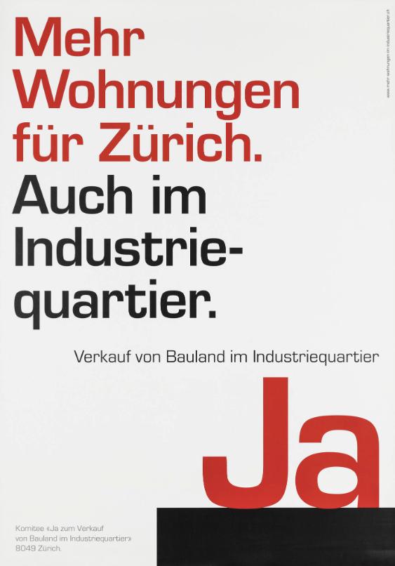 Mehr Wohnungen für Zürich. Auch im Industriegebiet. Verkauf von Bauland im Industriegebiet Ja