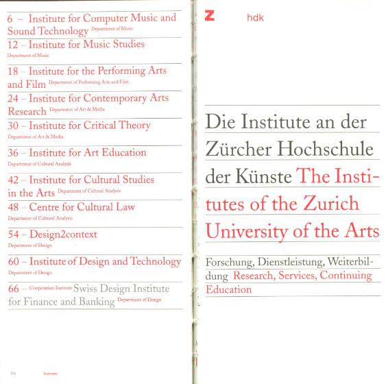 Die Institute an der Zürcher Hochschule der Künste: Forschung, Dienstleistung, Weiterbildung