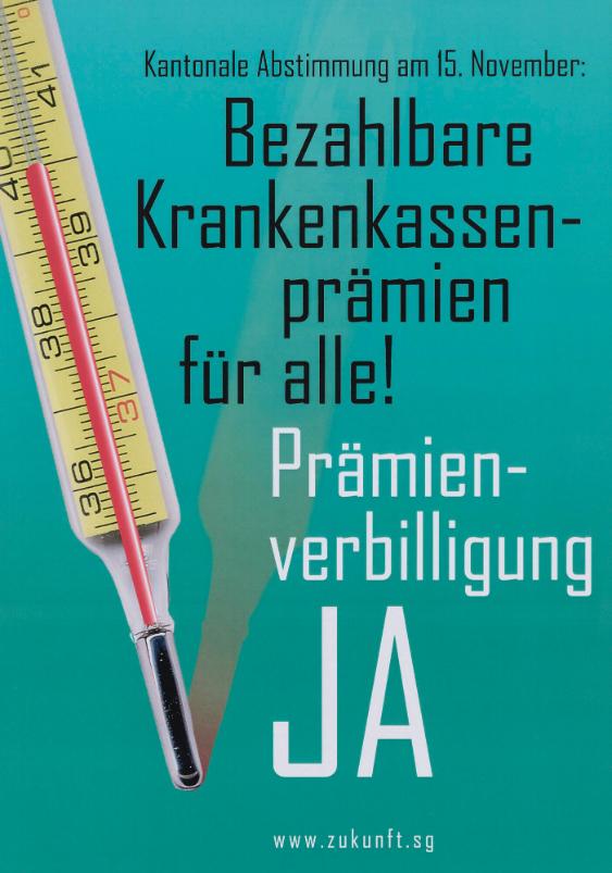 Kantonale Abstimmung am 15. November: Bezahlbare Krankenkassenprämien für alle! Prämienverbilligung Ja