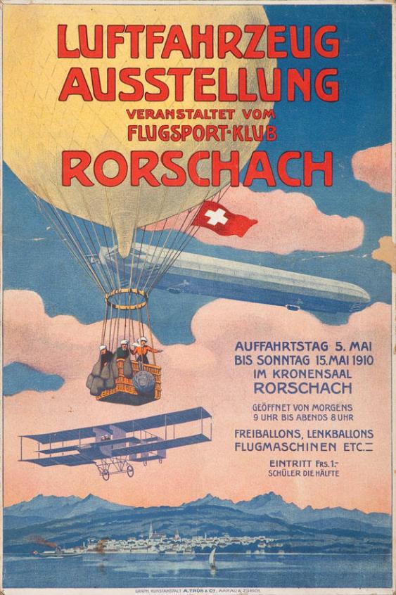 Luftfahrzeug Ausstellung - veranstaltet vom Flugsport-Klub Rorschach - Auffahrtstag 5. Mai bis Sonntag 15. Mai 1910 im Kronensaal Rorschach