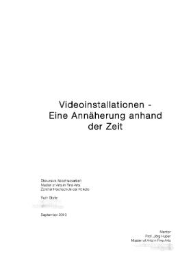 Videoinstallationen - Eine Annäherung anhand der Zeit