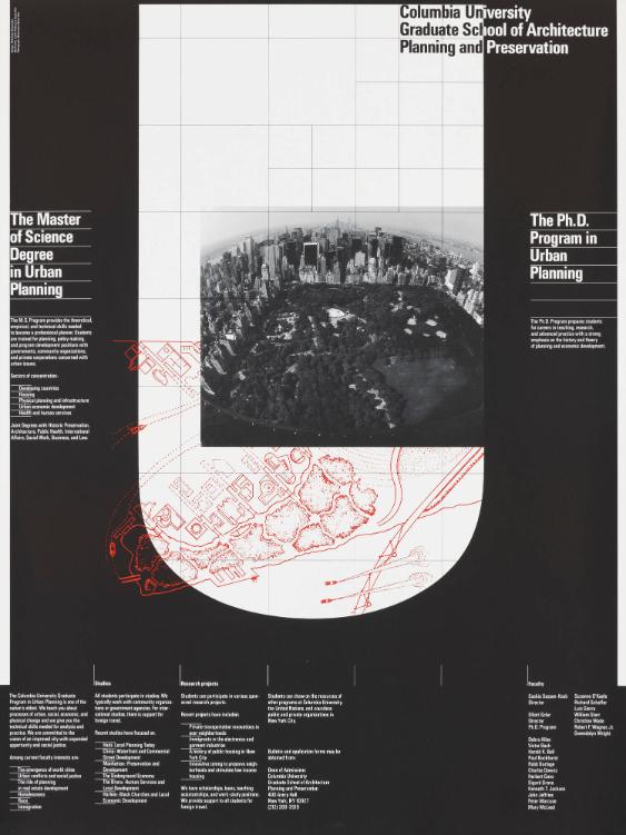 The Master of Science Degree in Urban Planning - The Ph.D Program im Urban Planning - Columbia University - Graduate School of Architecture - Planning and Preservation