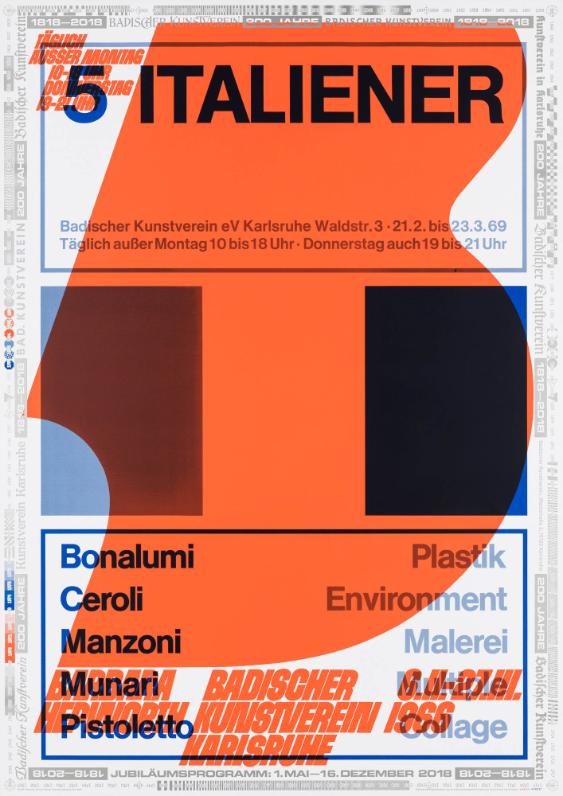 200 Jahre Badischer Kunstverein - 1818-2018 - Jubiläumsprogramm - 5 Italiener - Bonalumi - Ceroli - Manzoni - Munari - Pistoletto