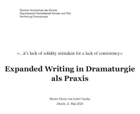 Expanded Writing in Dramaturgie als Praxis