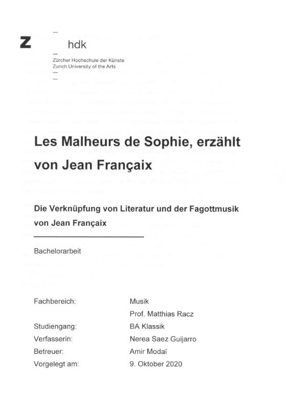Les Malheurs de Sophie, erzählt von Jean Françaix