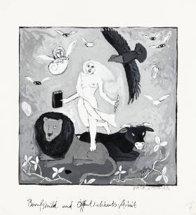 [Die weibliche Figur mit dem Buch des Wissens und dem Zauberstab.]