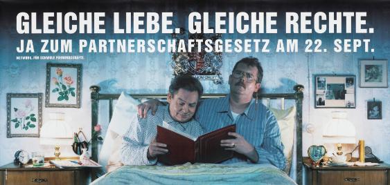 Gleiche Liebe. Gleiche Rechte. Ja zum Partnerschaftsgesetz am 22. Sept.
