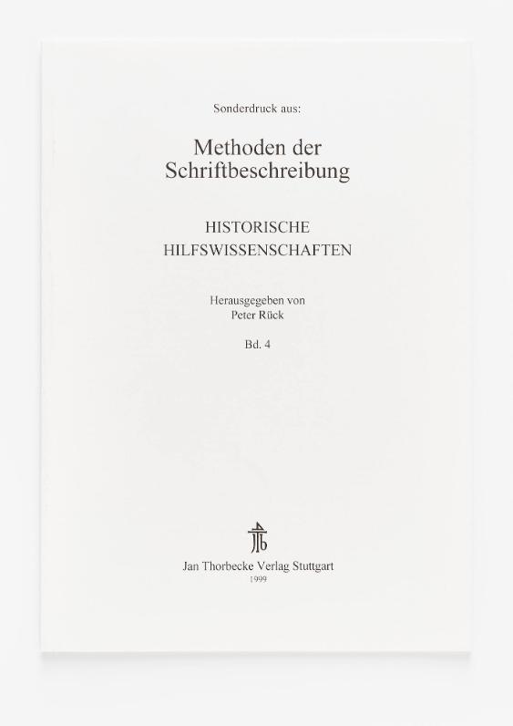 Separatdruck aus: Methoden der Schriftbeschreibung