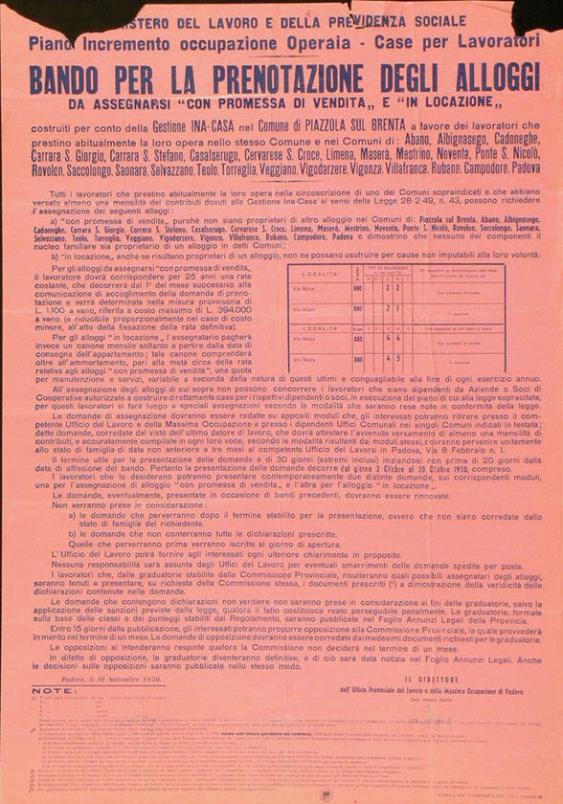 Bando per la prenotazione degli alloggi - da assegnarsi "con promessa di vendita" e "in locazione" - construiti per conto (...)