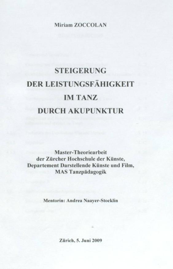 Steigerung der Leistungsfähigkeit im Tanz durch Akupunktur