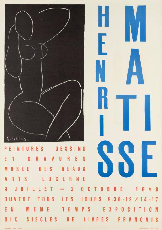 Henri Matisse - peintures dessins et gravures - Musée des Beaux Arts Lucerne - 9 juillet-2 octobre 1949