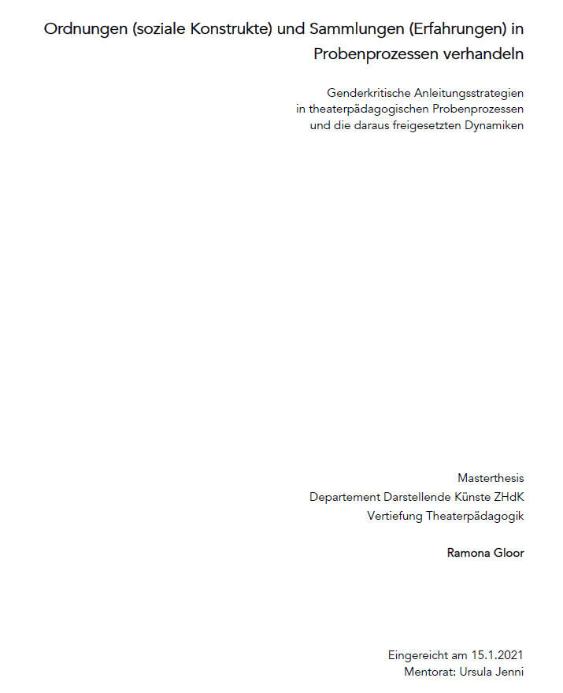 Ordnungen (soziale Konstrukte) und Sammlungen (Erfahrungen) in Probenprozessen verhandeln