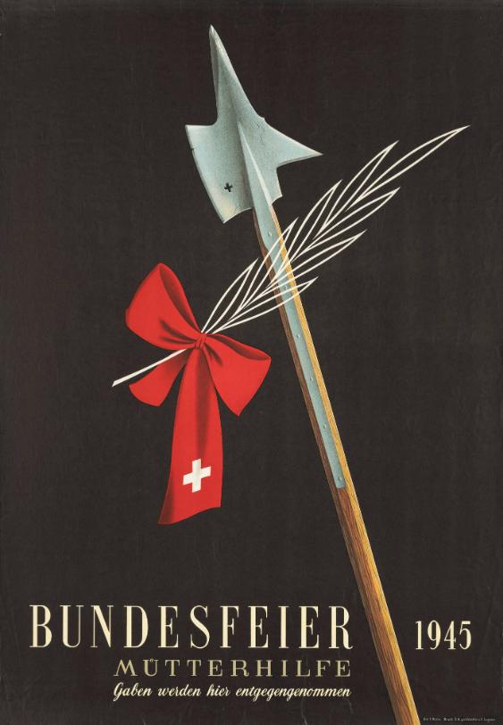 Bundesfeier 1945 - Mütterhilfe - Gaben werden hier entgegengenommen