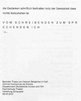 Vom schreibenden zum sprechenden Ich