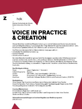 CAS Voice in practice & creation