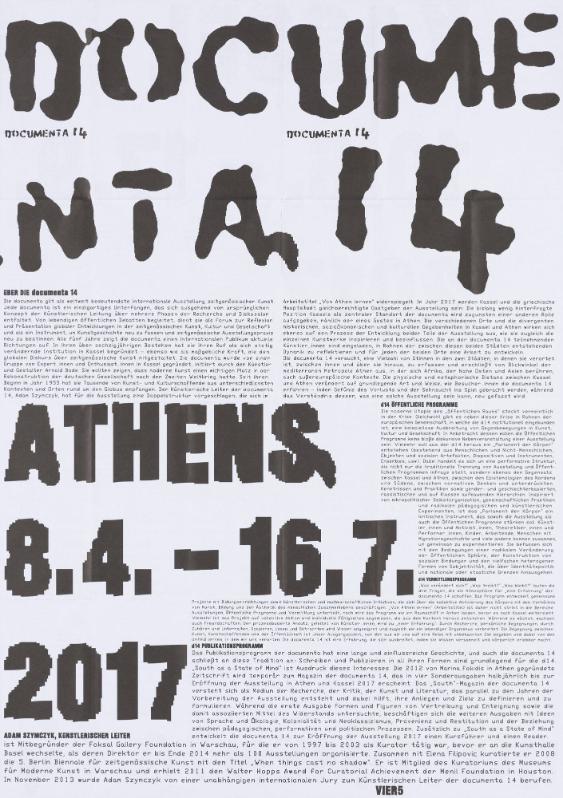 Documenta 14  - Athens - 2017 [recto]  - Kassel - 2017 - Documenta 14 [verso]