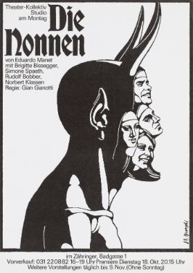 Die Nonnen - von Eduardo Manet - mit Brigitte Bissegger, Simone Spaeth, Rudolf Bobber, Norbert Klassen - Regie Gian Gianotti - Theater-Kollektiv Studio am Montag