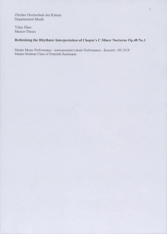 Rethinking the rhythmic interpretation of Chopin's C Minor Nocturne Op. 48 No. 1