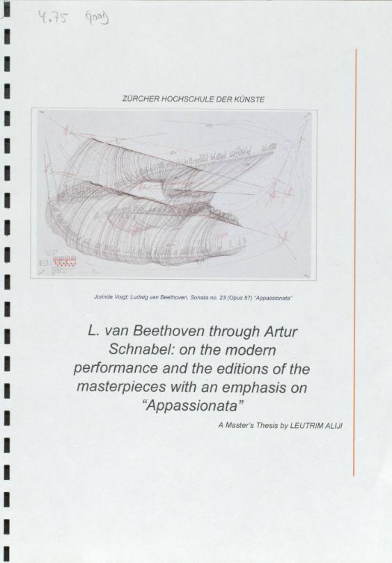 L. van Beethoven through Artur Schnabel: on the modern performance and the editions of the masterpieces with an emphasis on "Appassionata"