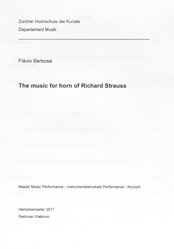 The music for horn of Richard Strauss