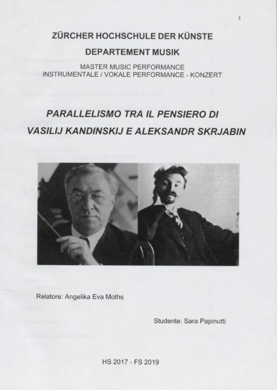 Parallelismo tra il pensiero di Vasilij Kandinskij e Aleksandr Skrjabin