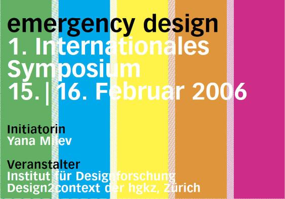 Emergency Design. 1. Internationales Symposium