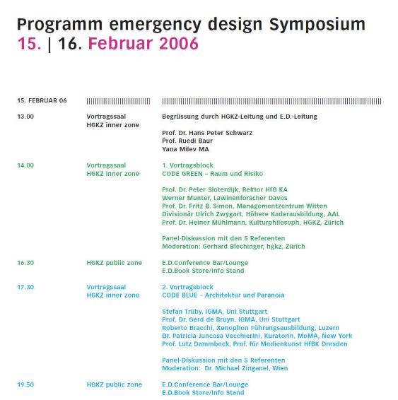 Emergency Design. 1. Internationales Symposium