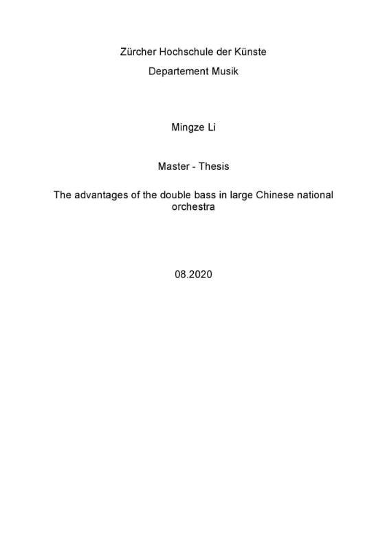 The advantages of the double bass in large Chinese national orchestra