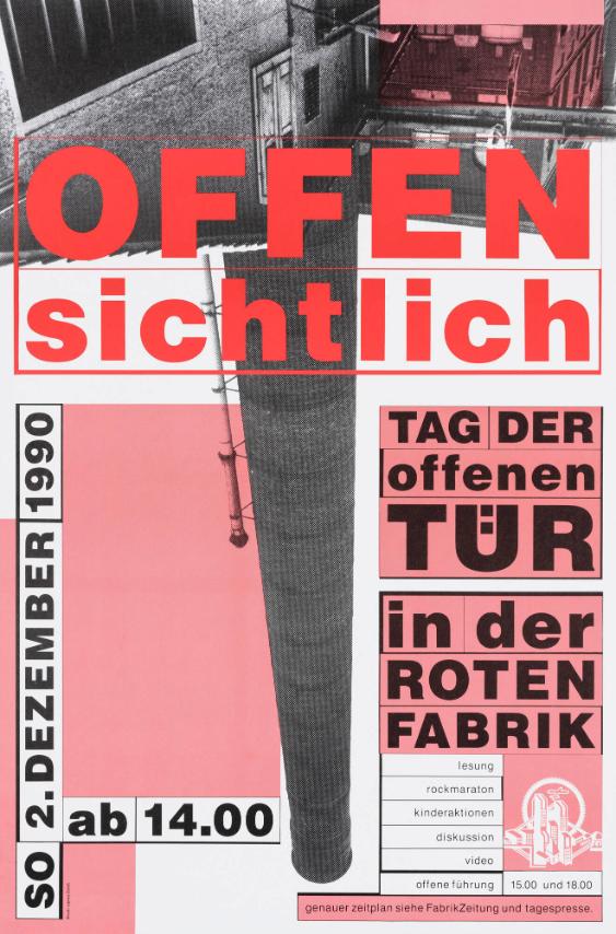 Offensichtlich - Tag der offenen Tür in der Roten Fabrik - Lesung - Rockmaraton - Kinderaktionen - Video - Offene Führung