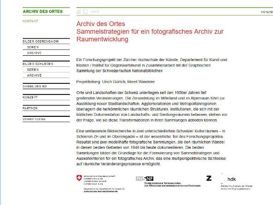 Screenshot Webseite Archiv des Ortes, 2023