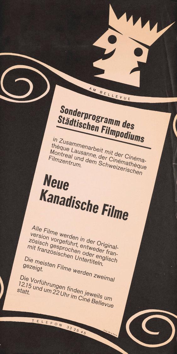Sonderprogramm des Städtischen Filmpodiums - Neue Kanadische Filme - Am Bellevue - Ciné Bellevue
