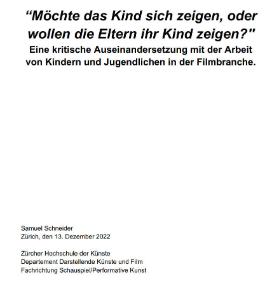 “Möchte das Kind sich zeigen, oder wollen die Eltern ihr Kind zeigen?''