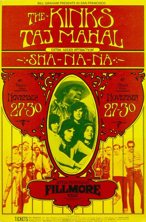 Bill Graham presents in San Francisco - The Kinks - Taj Mahal - Extra added attraction - Sha-Na-Na - Fillmore West