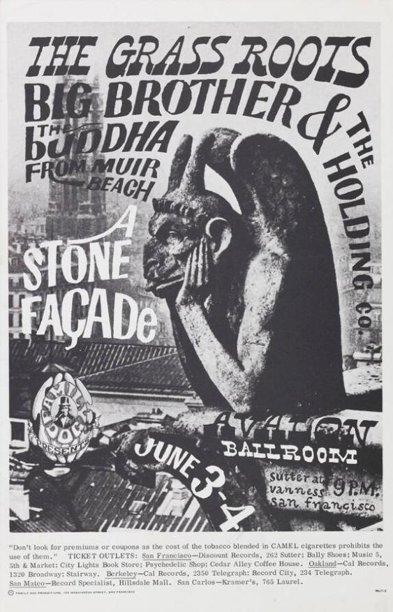 The Grass Roots - Big Brother & The Holding Co. - The Buddha from Muir Beach - A Stone Façade - Avalon Ballroom - Family Dog Productions