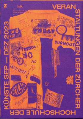 Veranstaltungen der Zürcher Hochschule der Künste, September bis Dezember 2023