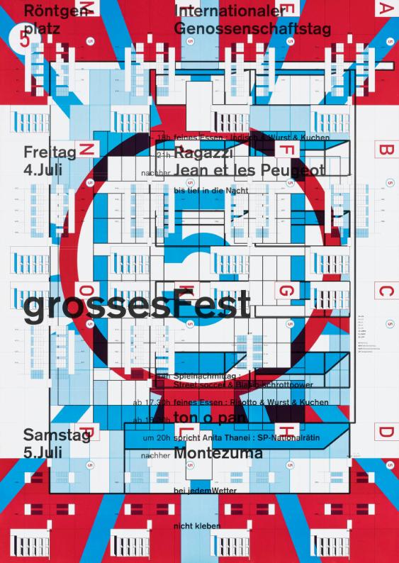 Röntgenplatz - Internationaler Genossenschaftstag - Ragazzi - Jean et les Peugeot - grosses Fest - bei jedem Wetter (...)