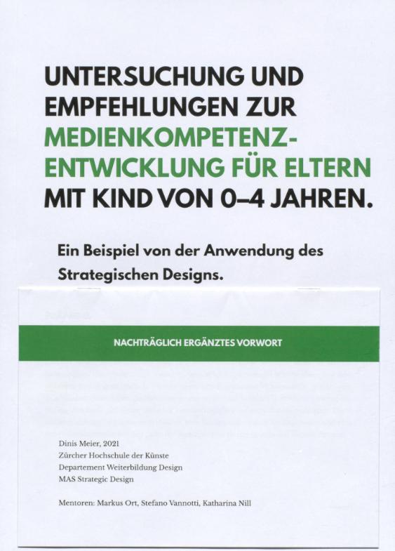 Untersuchung und Empfehlungen zur Medienkompetenz-Entwicklung für Eltern mit Kind von 0-4 Jahren