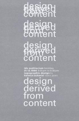Design Derived from Content - IDC Auditorium Bombay - Typographic Design by Helmut Schmid Osaka Japan