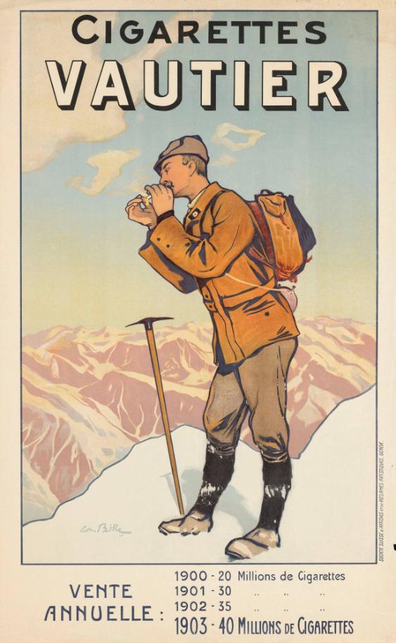 Cigarettes Vautier - Vente annuelle: 1900 20 Millions de cigarettes - 1901 30: Millions de cigarettes - 1902 35 Millions de cigarettes - 1903 40 Millions de cigarettes