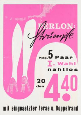 Perlon Strümpfe - Pckt. 5 Paar 1. Wahl nahtlos - 20 den. - 4.40 - mit eingesetzter Ferse u. Doppelrand