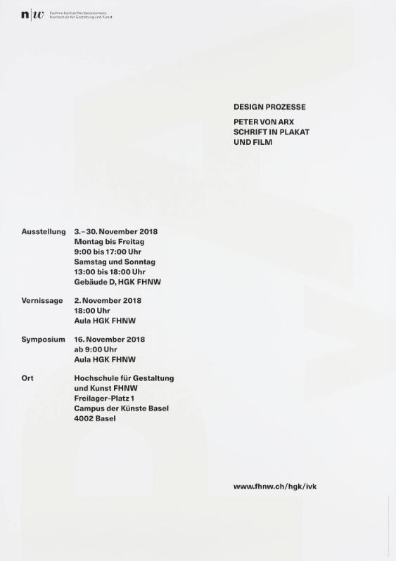 Design Prozesse - Peter von Arx - Schrift in Plakat und Film - Fachhochschule Nordwestschweiz