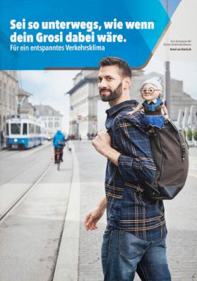 Sei so unterwegs, wie wenn dein Grosi dabei wäre. Für ein entspanntes Verkehrsklima - Eine Kampagne der Zürcher Verkehrskonferenz - Grosi-an-Bord.ch